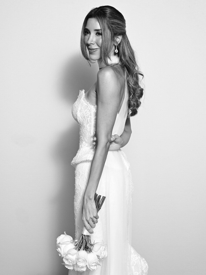 Retrato de la novia en blanco y negro